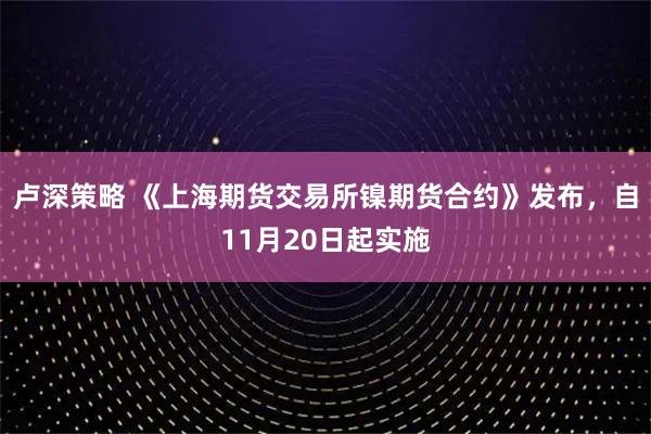 卢深策略 《上海期货交易所镍期货合约》发布，自11月20日起实施
