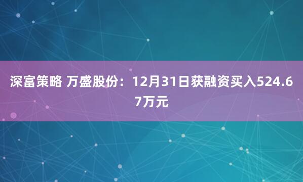 深富策略 万盛股份：12月31日获融资买入524.67万元