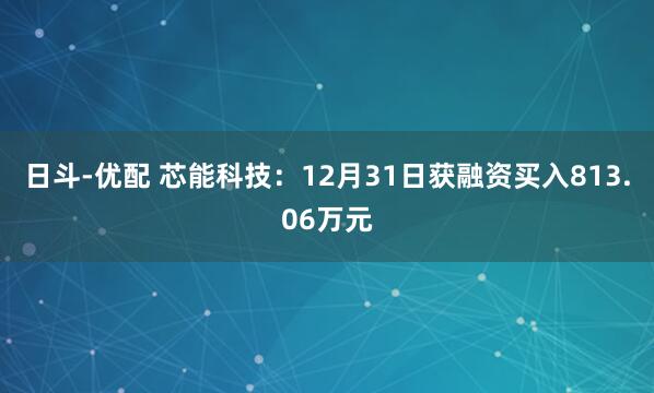 日斗-优配 芯能科技：12月31日获融资买入813.06万元